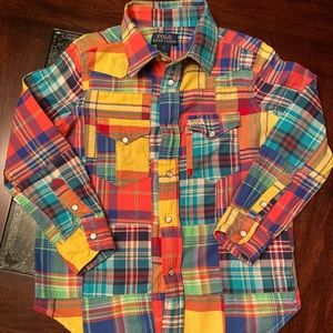 Kids Patchwork Polo Button Down Shirt